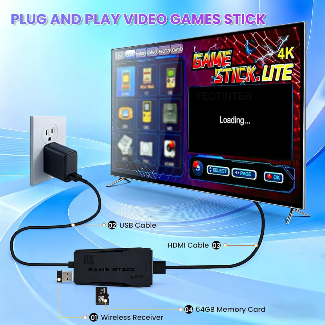 Consola Retro Original Game Stick + 10.000 Juegos Clásicos HDMI